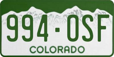CO license plate 994OSF