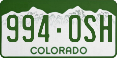 CO license plate 994OSH