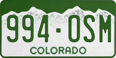 CO license plate 994OSM
