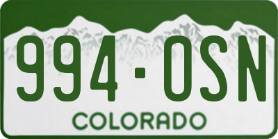 CO license plate 994OSN
