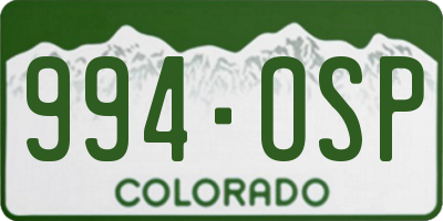 CO license plate 994OSP