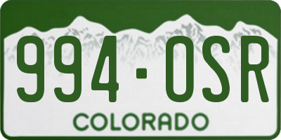 CO license plate 994OSR