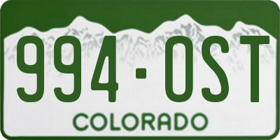 CO license plate 994OST