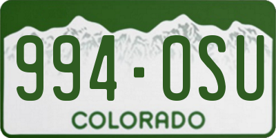 CO license plate 994OSU