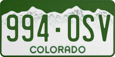CO license plate 994OSV