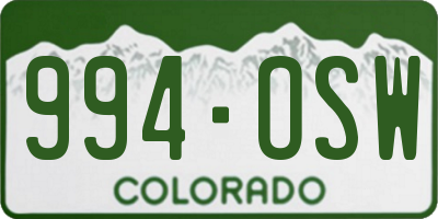 CO license plate 994OSW