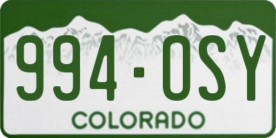 CO license plate 994OSY