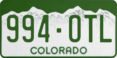CO license plate 994OTL