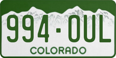CO license plate 994OUL