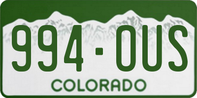 CO license plate 994OUS