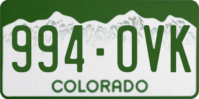 CO license plate 994OVK