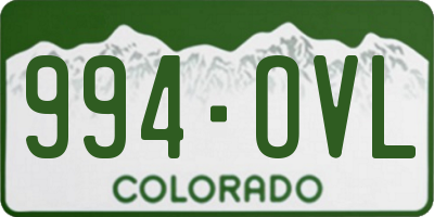 CO license plate 994OVL