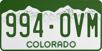 CO license plate 994OVM