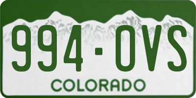 CO license plate 994OVS