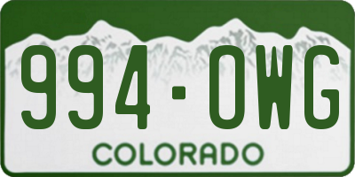 CO license plate 994OWG