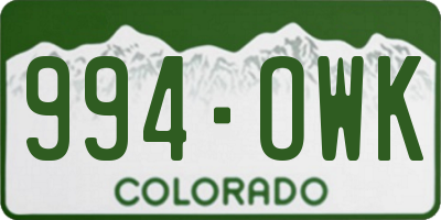 CO license plate 994OWK
