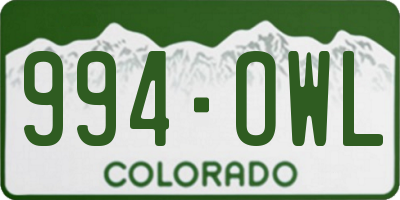 CO license plate 994OWL
