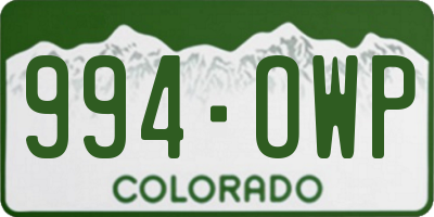 CO license plate 994OWP