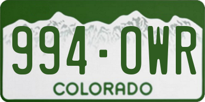 CO license plate 994OWR