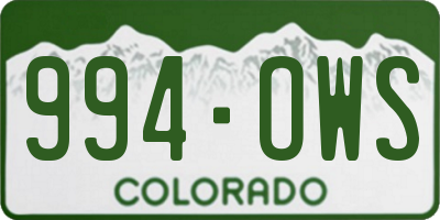 CO license plate 994OWS