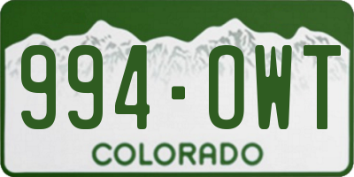 CO license plate 994OWT