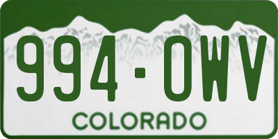 CO license plate 994OWV