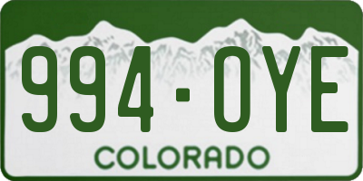 CO license plate 994OYE