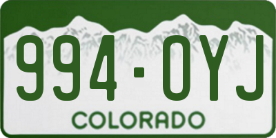 CO license plate 994OYJ