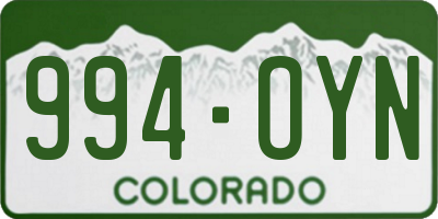 CO license plate 994OYN