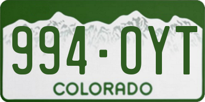 CO license plate 994OYT