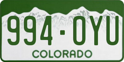 CO license plate 994OYU