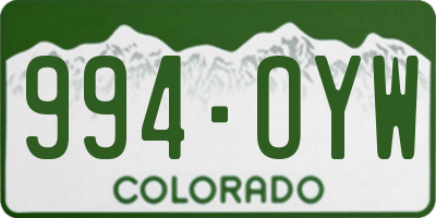 CO license plate 994OYW