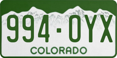 CO license plate 994OYX