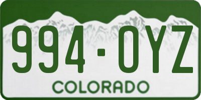 CO license plate 994OYZ