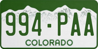 CO license plate 994PAA