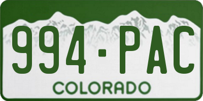 CO license plate 994PAC