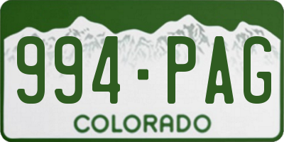 CO license plate 994PAG