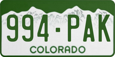 CO license plate 994PAK