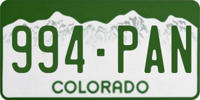 CO license plate 994PAN