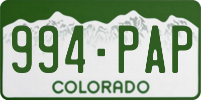 CO license plate 994PAP