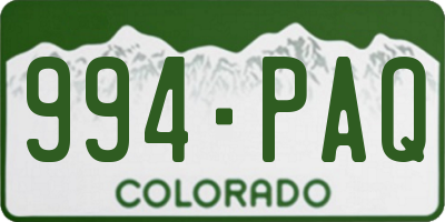 CO license plate 994PAQ