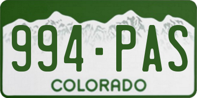 CO license plate 994PAS