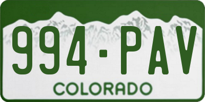 CO license plate 994PAV