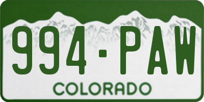 CO license plate 994PAW