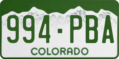 CO license plate 994PBA