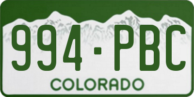 CO license plate 994PBC