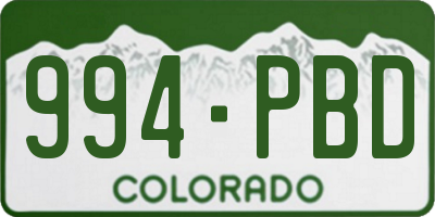 CO license plate 994PBD