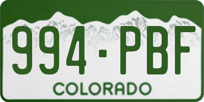 CO license plate 994PBF