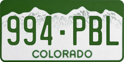 CO license plate 994PBL