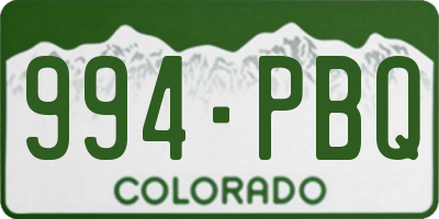 CO license plate 994PBQ